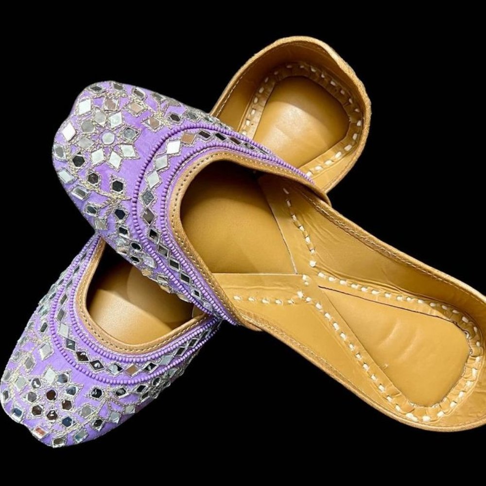 Traditional Handmade mirror work Punjabi Jutti ( US size 7 to 9 available)